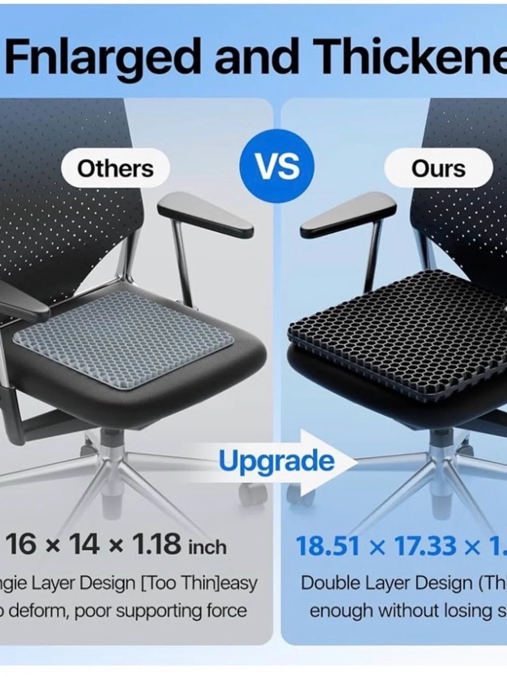 Like new  Gel Seat Cushion, Cooling Honeycomb Design for Office Chair Car